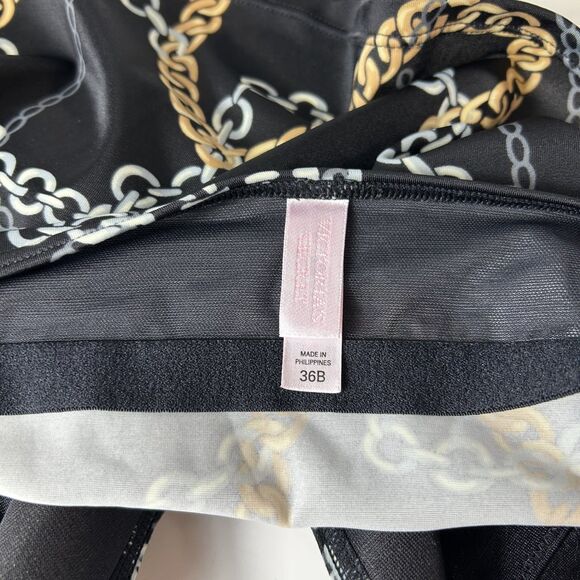 Victoria's Secret Black Silver Gold Chain Print Pushup Halter Tankini Sz 36B - Picture 9 of 12